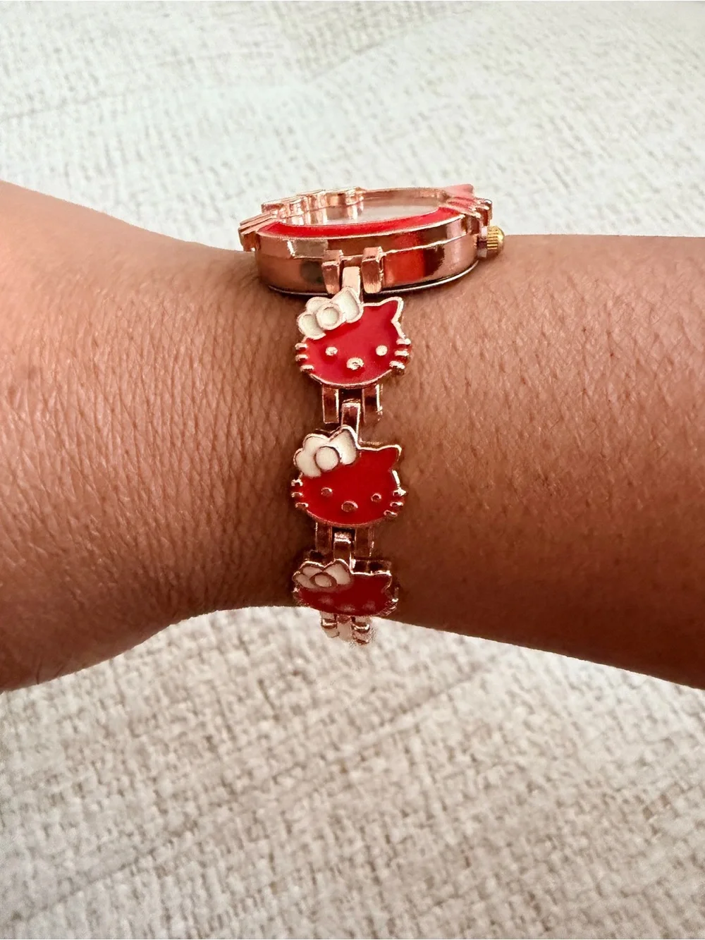 Hello Kitty Style Red Cat Face Women's Bracelet Watch